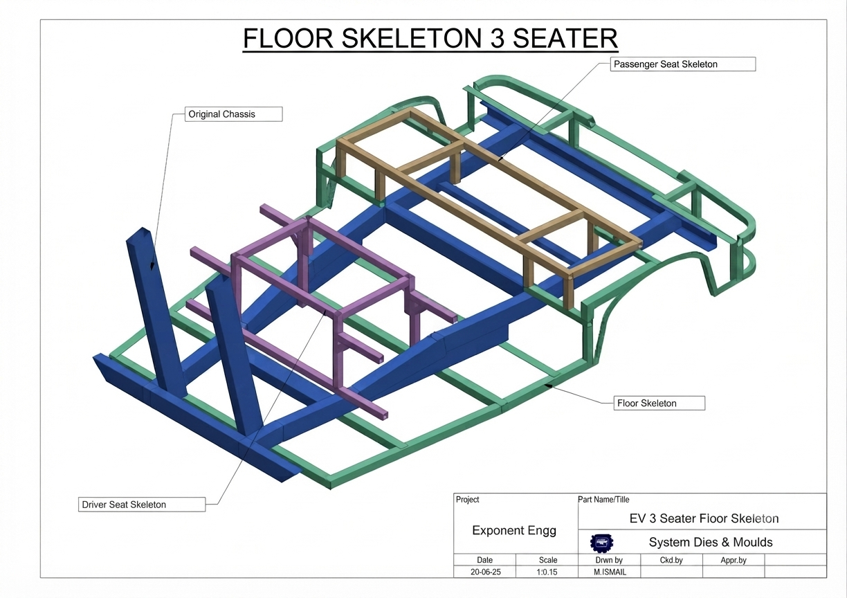 3D - Floor Skeleton 3 Seater